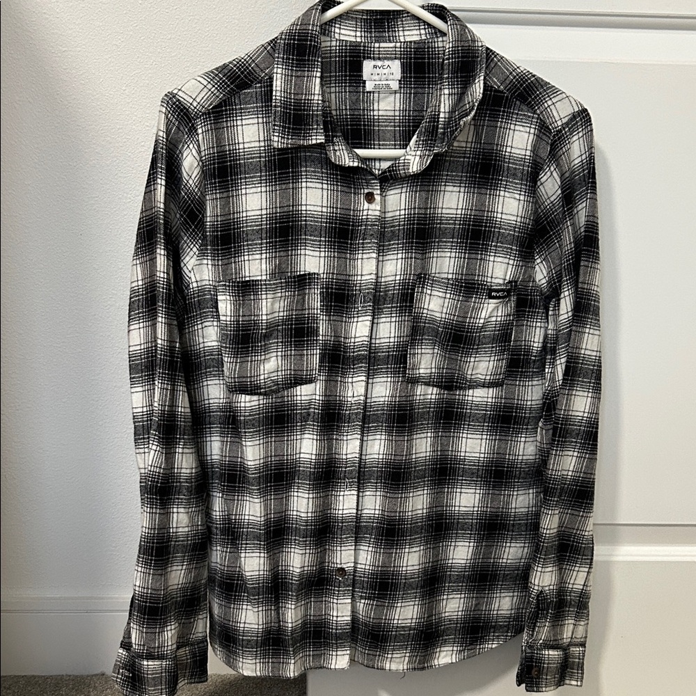 Women’s RVCA Monochrome Checkered Button Down Flannel Shirt